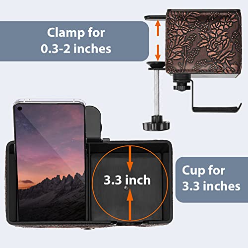 Desk Cup Holder Clip on Pen Holder Headphone Hanger Headset Stand Rotatable Clamp Hook Under Desk (Golden) - color: Golden