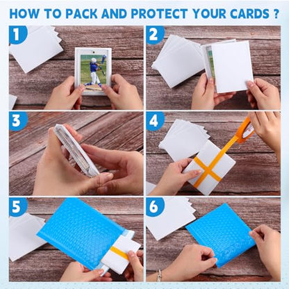 Engrowtic 302 Pcs Trading Card Shipping Protector Set Include 200 Precut Plastic Inserts Card Mailers 100 Poly Bubble Mailers Padded Envelopes and 2 Masking Tape(Blue,4.5 x 3.5 Inch) - color: Blue, size: 4.5 x 3.5 Inch