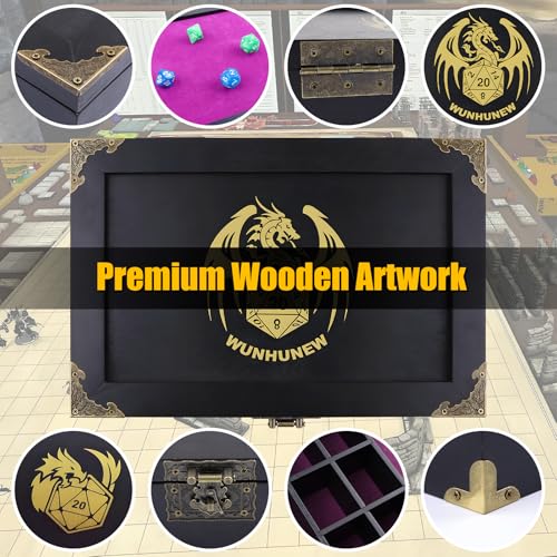 DND Dice Tray & Tower Storage Box, Wooden Dice Holder Case Organizer (Rolling Tray, Dice Roller Tower, Dice Container), RPG Accessories for Dungeons and Dragons/D&D MTG Board Game DM & Player Gifts