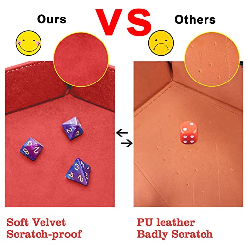 SIQUK 4 Pieces Dice Tray Set Foldable Dice Trays Hexagon Dice Rolling Tray PU Leather Dice Holder for Dice Games like RPG, DND and Other Table Games(Orange, Yellow, Cyan, Violet) - color: Orange, Yellow, Cyan and Violet