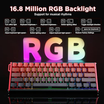 Alux60-60% Mechanical Gaming Keyboard Wired, Magnetic Switch Hot Swappable, Rapid Trigger Hall Effect Magnetic Switches, 8K Hz Polling Rate, RGB Small Keyboard for Mac/Win (Red) - color: Red