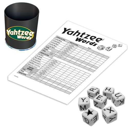 Winning Moves Yahtzee Words, Family Word Game Version of Yahtzee | with Dice Cup, 2 or More Players, Ages 8+