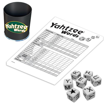 Winning Moves Yahtzee Words, Family Word Game Version of Yahtzee | with Dice Cup, 2 or More Players, Ages 8+