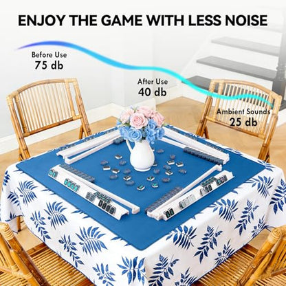 31.5'' Blue Mahjong Mat, Non-Slip Noise Reduction Gaming Mat for Mahjong | Gaming Mat with Carrying Bag for Mahjong, Poker, Card, Domino, Board Games, Dominoes,Cards & Tile Games - color: Blue