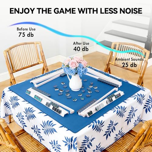 31.5'' Blue Mahjong Mat, Non-Slip Noise Reduction Gaming Mat for Mahjong | Gaming Mat with Carrying Bag for Mahjong, Poker, Card, Domino, Board Games, Dominoes,Cards & Tile Games - color: Blue