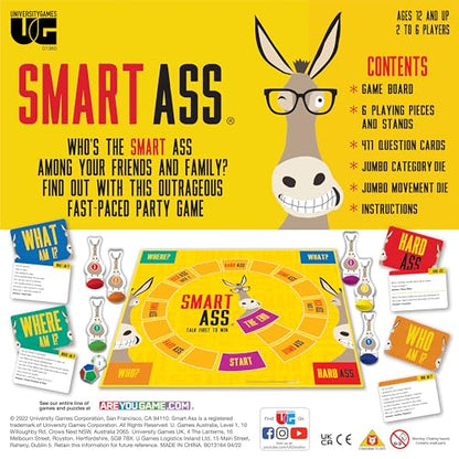 University Games, Smart Ass Trivia The Ultimate Who, What, Where Party Game , for Families and Adults Ages 12 and Up and 2 to 6 Players