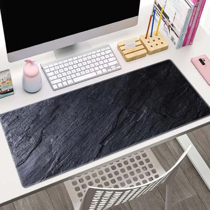 Black Grey Slate Large Gaming Mouse Pad,Mouse Pad Gaming 31.5 x 11.8 in Mouse Mat Desk Pad,Large Desk Mat,Extended Keyboard Mousepad with Non-Slip Base and Stitched Edge for Desk Home Office - color: Black Grey Slate
