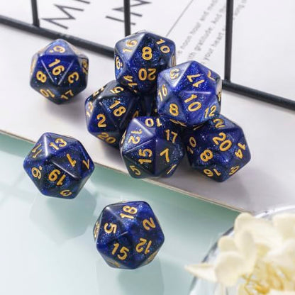 10 Pieces Polyhedral Dice Set D20 Dice 20mm Acrylic 20 Sided Game Dice for Dungeons and Dragons RPG MTG DND Dice Table Games (Starry Blue Black) - color: Starry Blue Black