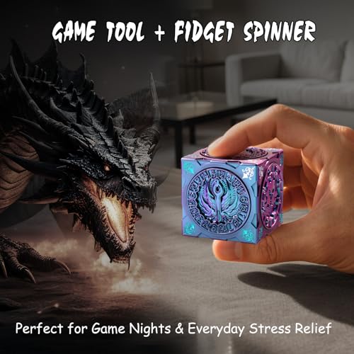 DNDND Purple-to-Blue Chameleon Multi-Functional Spinner DND Dice – Premium Color-Shifting D&D Monster Themed Cube Spinner Dice Cube for TTRPG, Dungeon Masters & RPG Collector's Gift with Gift Tin - color: Chameleon