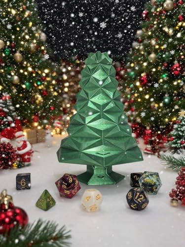 Christmas Tree Green Tree Dice Tower Dungeons and Dragons RPG abletop Roleplaying Game Jail D&D (Random 7PCS D20 Dice Set Included) Green