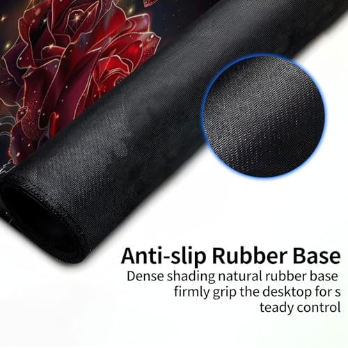 Large Gaming Playmat Compatible with MTG, Seamless Card Game Mat with Stitched Edges, 23.6 x 13.7 in Natural Rubber Desk Pad with Transparent Drawstring Bag, Flowers Roses - color: Flowers Roses, size: 24"X14" Regular