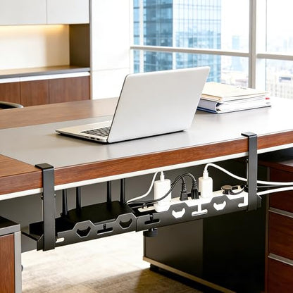 No Drill Under Desk Cable Tray, Heavy Duty Metal Organizer | No Drill, Heavy Duty, Metal, Organizer