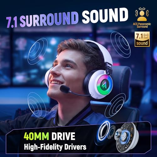 Wireless Gaming Headset for PS4, Ultra-Light, Compact, Wired for Xbox Only | 226.8g(8온스) 제로 피로, 360° ENC 마이크, 2.4G/BT/USB-C/유선, 7.1 오디오, 40H 배터리, PS5/PS4/PC/모바일에 적합, Xbox용 무선 없음