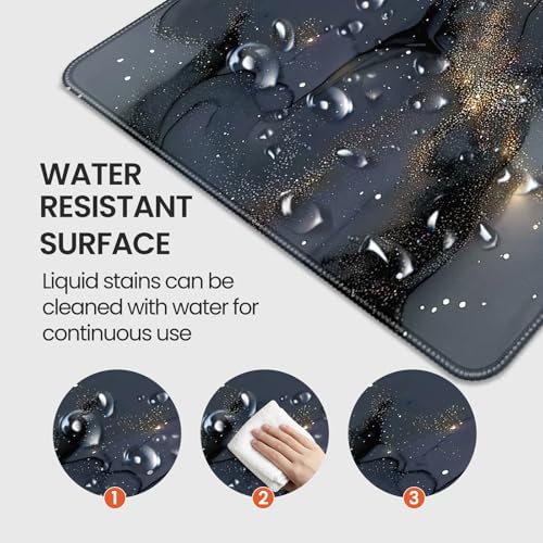 Extended Gaming Mouse Pad, Navy Blue Marble Pattern, 35.4 x 15.7 inches, XXL Extra Large Desktop Pad, Non-Slip Base, Waterproof, Suitable for Home Gaming and Office Use - color: Gray Marble Design