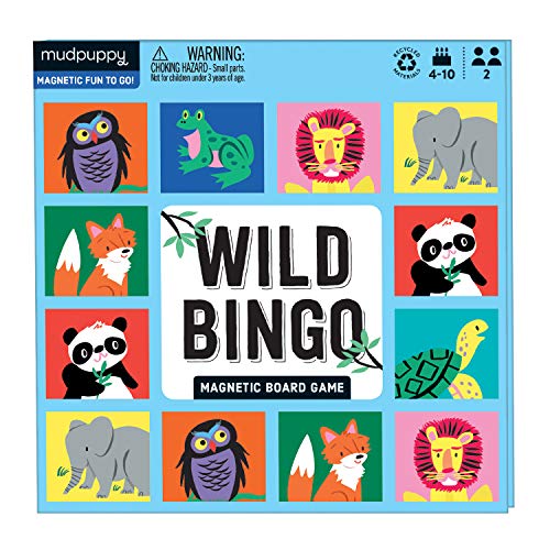 Mudpuppy Wild Bingo – Animal Version of Travel-Friendly Magnetic Board Game with Adorable Illustrations of Animals for Children Ages 4 to 10, 2 Players - style: Wild Bingo