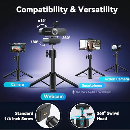 EMEET C60E 4K Webcam with Tripod, Streaming Camera with PDAF Autofocus | Dual Microphones, Auto Light Correction, 73° FOV, Plug & Play USB Webcam for Live Streaming, Gaming & Real-Time Interaction - style: Single-Camera w/ Tripod