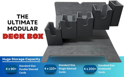 5 in 1 Trading Card Deck Box with 4 Card Holders and Dice Tray PU Leather Strong Magnetic Closure Storage Case Fits 800+ Unsleeved Cards for MTG YuGiOh Pokemon and Sports Cards