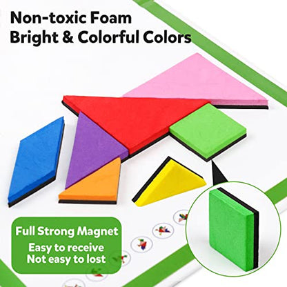 Travel Tangram Puzzle Car Game Magnetic Pattern Blocks Road Airplane Trip Essentials Activities Montessori Educational Toys Brain Teasers Book for Age 4-8 Kids Boys Girls Toddler (368 Solution) - color: 368 Solution