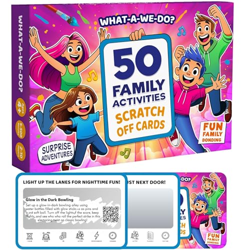 50 Family Activities - Adventure Scratch Off Cards for Family Nights - Fun Conversation Cards - Gift for Families - Game Night Gift Basket Idea for Kids and Adults - Unique for Christmas and Birthdays