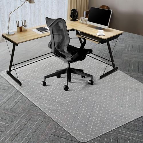Vicwe Office Chair Mat for Carpeted Floors, 63"X51" Chair Mats with Studs | Large Carpet Protector Floor Mats for Low and No Pile Carpet, Easy Glide Computer Desk Chair Mat for Home & Office, Clear - color: Transparent, size: 63" x 51" (for low-pile carpe