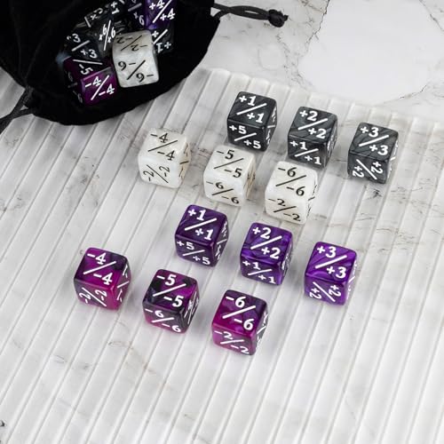48 PCS Magic Counter Dice Plus 1 MTG Counters Dice Set Marble Life Buff Tokens D6 Dice Compatible with Magic The Gathering, TCG, Card Gaming Accessories, Purple - color: Purple