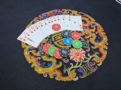 Chinese Style Mahjong Mat, 31.5 * 31.5'' Anti Slip and Noise Reduction Mahjong Table Mat for Poker, Card, Board & Tile Games (Black) - style: Black