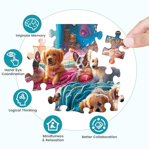 500 Pieces Puzzle for Adults Puzzle Dog Room Jigsaw Puzzle 500 Pieces | Recycled Cardboard Jigsaw Puzzles for Adults Family Challenging Game Home Decor Gift Toy for Teens Seniors 20.5*15 inch - style: Roomdog