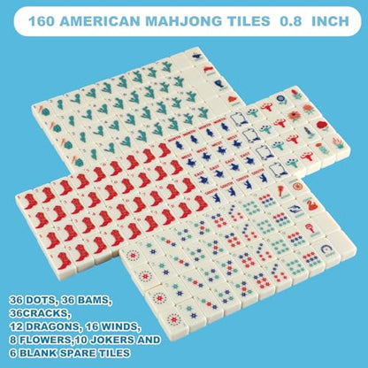 Soulchen Mini American Mahjong Tile Set Include 160 0.8 Inch Mahjong Tiles 2 Dice 4 Wooden Rulers 1 Accessory Bag 4 Beginner Rule Cards(Cowboy) - style: Cowboy