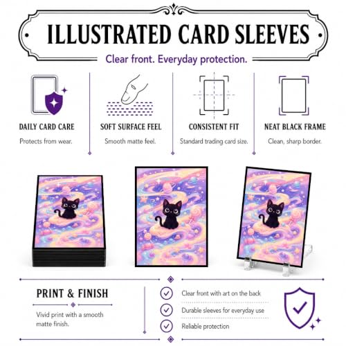 MTG Card Sleeves Matte -100 PCS Trading Card Game, Size 2.6 x 3.6 inches, Suitable for All TCG Card Games Protective (Cosmic Purrs) - color: Cosmic Purrs