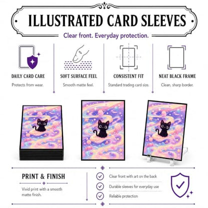 MTG Card Sleeves Matte -100 PCS Trading Card Game, Size 2.6 x 3.6 inches, Suitable for All TCG Card Games Protective (Cosmic Purrs) - color: Cosmic Purrs