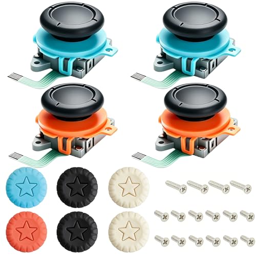 ZELHYDRO 4 Pack Joycon Joystick Replacement for Nintendo Switch 2, Analog Joystick Joycon 2 Thumb Sticks with Thumbstick Grips, Screws