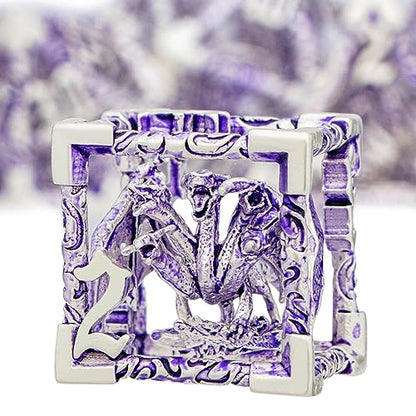 ARUOHHA Hollow DND Dice Set Silver Purple 5-Headed Dragons D and D Dice with Gift Box, Role Playing Games RPG 7PCS Dungeons Metal Polyhedral Dice D20 D12 D10 D8 D6 D4 - color: Silver Purple-02