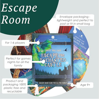 Talking Tables Enchanted Castle Escape Room Game for Kids, Rescue the Dragon, Puzzles, Clues, QR Codes., Music, Family Games, Adults, Brain Teaser Puzzles Ages 9+, 1-6 Players