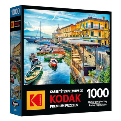 RoseArt Kodak Premium Harbor of Naples Italy 1000 Piece Jigsaw Puzzle | 20" x 27" Finished Size, Adult Puzzle, Fully Interlocking Pieces, Poster Included, Made in USA - style: Harbor of Naples Italy