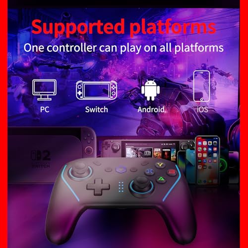 NBCP X8 2 Pack Bluetooth Wireless Pro Controller Dual Pack, Bluetooth Gamepad for Nintendo Switch/OLED/Lite/Switch 2, PC, Android, iOS - Hall Effect Joystick No Drift, Dual Vibration, Turbo, 2 Back Macro