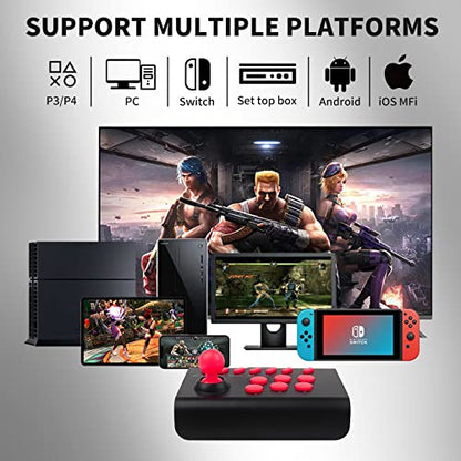 RALAN Mini Arcade Fight Stick, Street Fighter Arcade Game Fighting Joystick with Turbo & Macro Functions Compatible with PS3/PS4/ Nintendo Switch/PC Windows/Steam