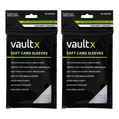 Vault X Soft Penny Sleeves (400 Pack) Clear for Trading Cards TCG | Fits standard-size TCG cards for daily storage. Soft, clear penny sleeves, acid-free. 400-pack of everyday protection. - size: 400 Pack