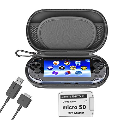 Skywin-Kit for PSVita Case, PS Vita Case, Charging Cable, and Micro SD Memory Card Adapter Compatible with PS Vita 1000/2000 3.6 or HENkaku System | Includes Charging Cable & Micro SD Memory Card Adapter Compatible with PS Vita 1000/2000 3.6 or HENkaku Sy