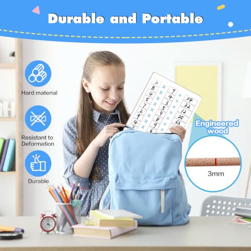 6 Pack Double-Sided Multiplication Whiteboard 9"x12" Math Dry Erase Board | Reusable and Wipes Clean, for Classroom Students - size: 6 Pack