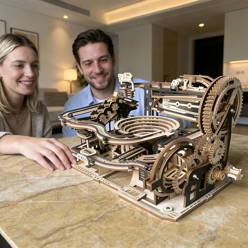 3D Wooden Puzzles for Adults Wood Marble Run DIY Model Kit Mechanical Craft Kit Assembly Building Puzzle Birthday Gifts for Adult Age 14+ Years Old - style: Star Trails