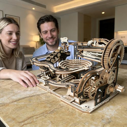 3D Wooden Puzzles for Adults Wood Marble Run DIY Model Kit Mechanical Craft Kit Assembly Building Puzzle Birthday Gifts for Adult Age 14+ Years Old - style: Star Trails