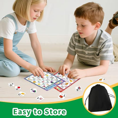 Spanish Alphabet Bingo Game, Letter&Number Sight Word Bingo Board Games for Kids, ABC and 123 Learning Toys for Kindergarten, Toddler Preschool Learning Activities, Family Matching Games - style: Spanish