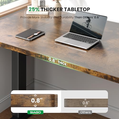 SIAGO Electric Standing Desk Adjustable - 63 x 24 Inch Sit Stand up Desk with Cable Management - 3 Memory Preset Adjustable Height Table | Smooth Height Adjustment, 200lbs Stability, 3 Memory Presets, Cable Management, Pre-Labeled Easy Assembly - color: R