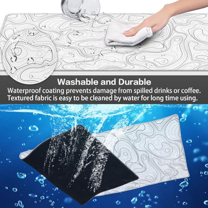 Canjoy Gaming Mouse Pad, Topographic Large Extended Mouse Pad 31.5x15.7inch | Full Desk Mousepad Keyboard Mat Big Large Mouse Pads for Desk Extended Computer Mat with Anti-Slip & Double Stitched - color: White Topographic, size: 800*400mm