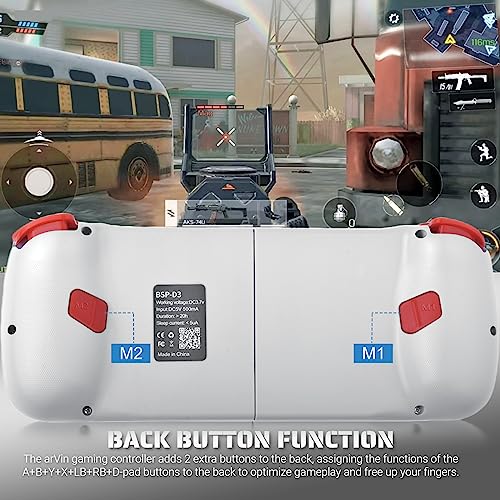 ARVIN Mobile Game Controller for iOS iPhone 14/13/12/11/X, iPad, MacBook, Android Samsung, TCL, Tablet, PC, Steam Deck, Wireless Gamepad Joystick for Call of Duty, Apex, with Macro Programming, White - color: White