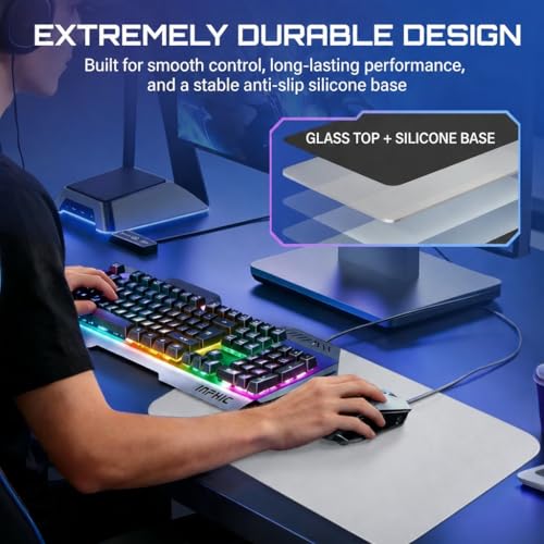 Tempered Glass Gaming Mouse Pad - Large 400×500×3mm (Moonlight White) Thin Large Hard Mat, No - Slip Base for High - DPI Precision, Scratch - Resistant Smooth Surface, FPS/MOBA/Office Use - color: Moonlight White, size: Large