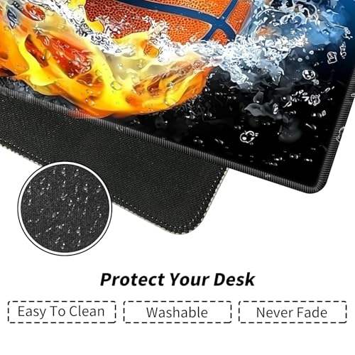 Basketball with Fire for MTG & TCG Playmat Mouse Pad,BFDHGQZC 24" x 14" Game Mat for MTG/RPG/CCG Trading Card Game Playmats Table Mat Perfect for Card Games Video Games Computer Office - color: Basketball With Fire