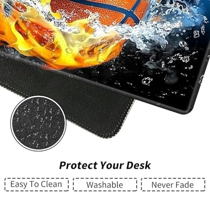 Basketball with Fire for MTG & TCG Playmat Mouse Pad,BFDHGQZC 24" x 14" Game Mat for MTG/RPG/CCG Trading Card Game Playmats Table Mat Perfect for Card Games Video Games Computer Office - color: Basketball With Fire