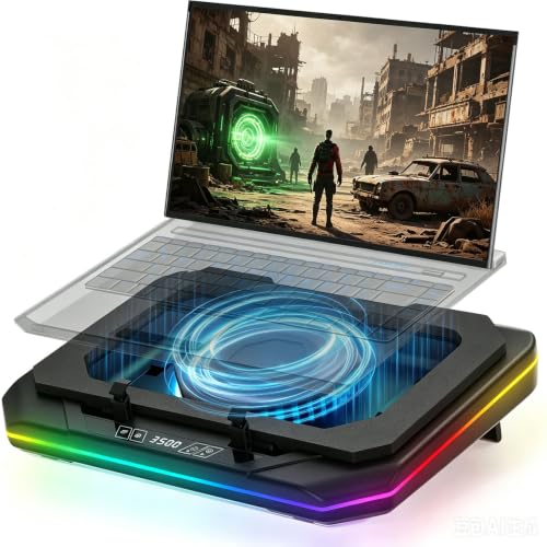 Cooling Pad for Dell Alienware m17 m16 m15 x17 x16 x15 x14 Area-51m 14-17 inch Gaming Laptop,Cooler it is Undoubtedly The King of Heat Dissipation with Powerful Turbo Fan,6 RGB Light Mode,Touch Start