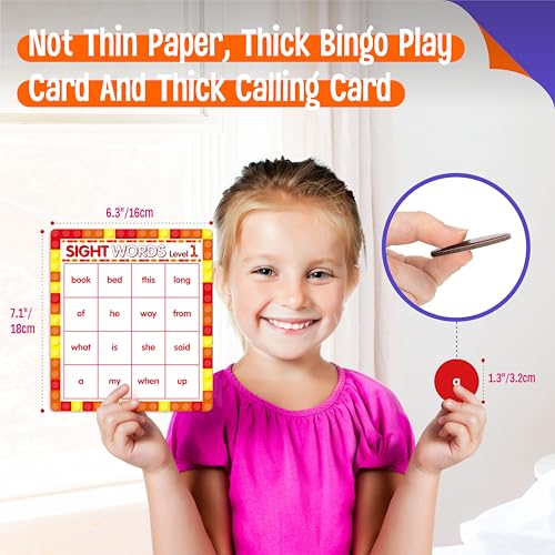 SpriteGru Sight Word Bingo Game, 160 Sight Words Learn to Read Level 1 & Level 2 Bingo Board Game Dolch's & Fry's Words Lists for Kindergarten and Preschool Kids 4-8, Perfect for Classroom & At Home - style: 25 Pcs Sight Word Bingo Game Level 1-2